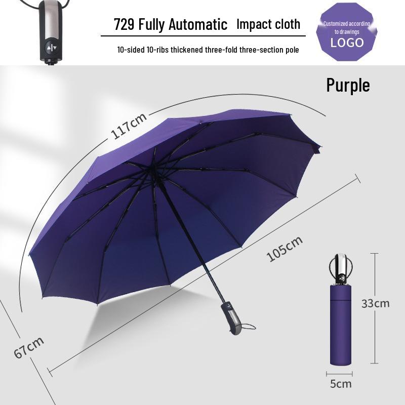 Automatic 60-Rib Folding Umbrella with UV Sun Protection