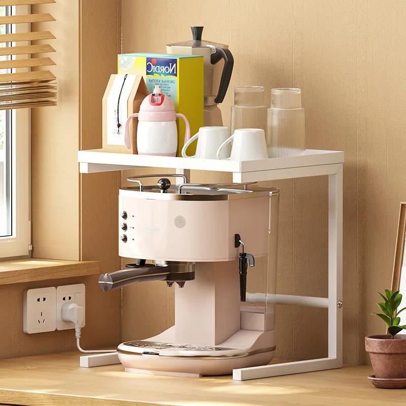 

Kitchen Coffee Machine Storage Rack Countertop Electric Kettle Cup Holder Small Household Appliance Organizer Rice Cooker Rack белый