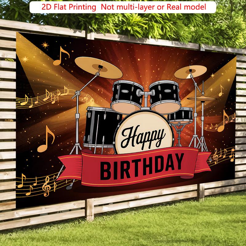 Party Backdrop Flat Cool Drum Photo Booth Background Birthday Party Decor