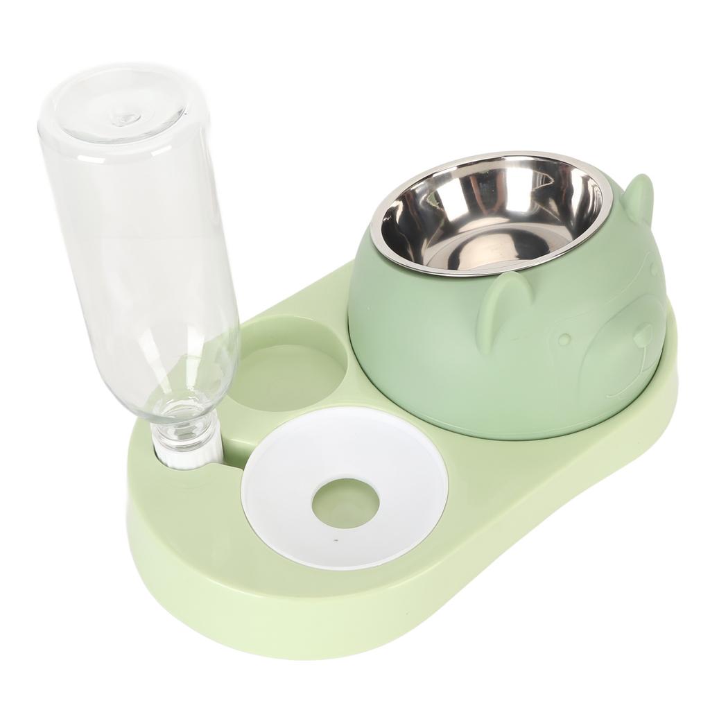 Raised Stand Dish Bowls Siphon Principle 4 In 1 Stainless Steel Detachable Prevent Upset Pet Food Feeder for Cats Dogs