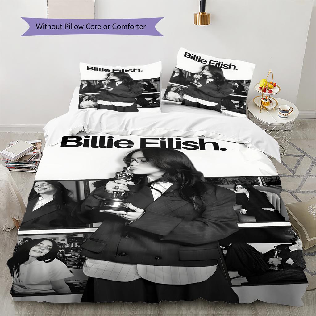 Billie Eilish Pattern Bedding,Quilt Set Quilt Cover Pillowcase Home Birthday Gift (1 * Duvet Cover + 2 * Pillowcase, Without Core)