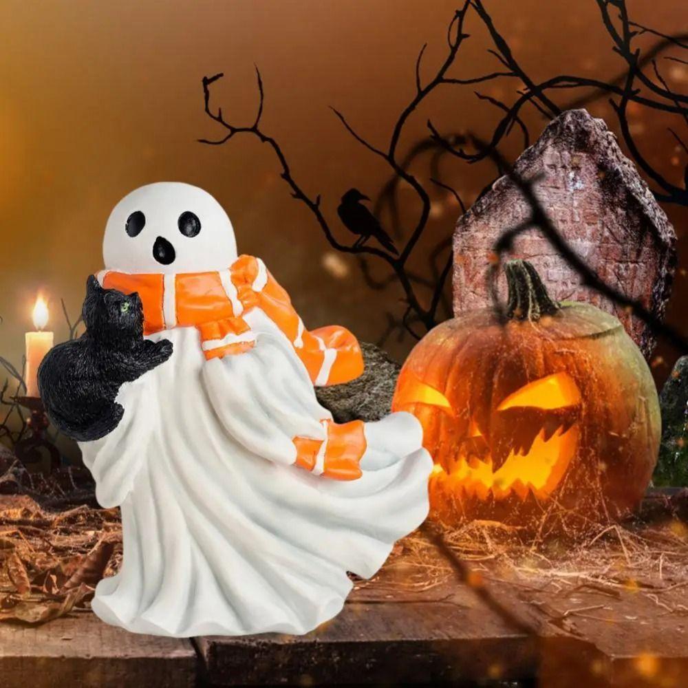 Funny Design Halloween Ghost Statue Cartoon Resin Ghost Figurine Festive Atmosphere