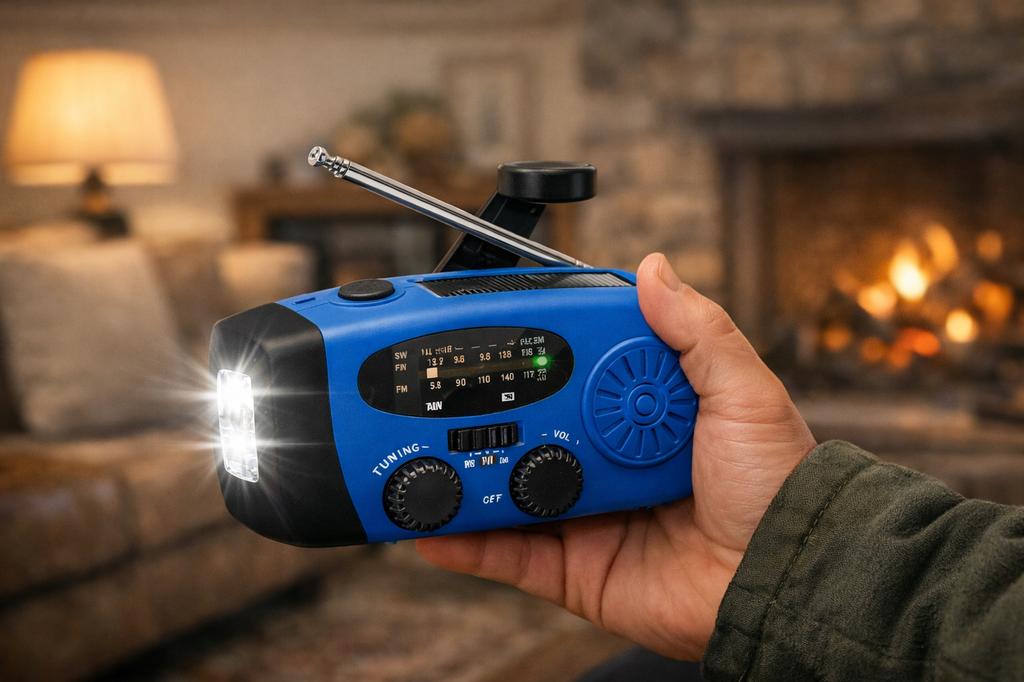 Radio przenośne solarne sanelite korbka antena latarka powerbank 3w1