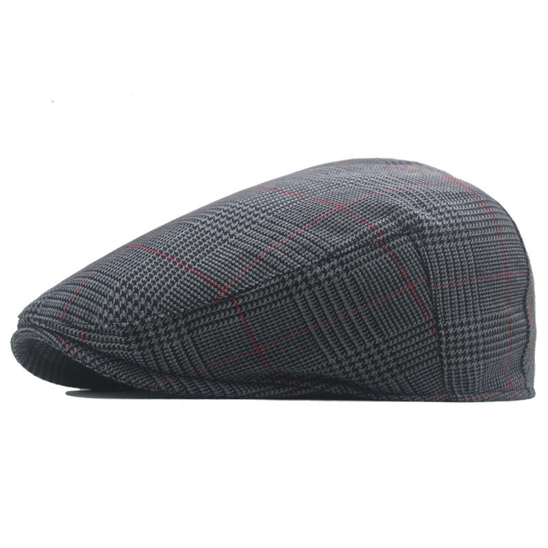 Męska czapka gazeciarza z tweedu, brytyjski beret retro, wełniana czapka typu forward hat, codzienna czapka
