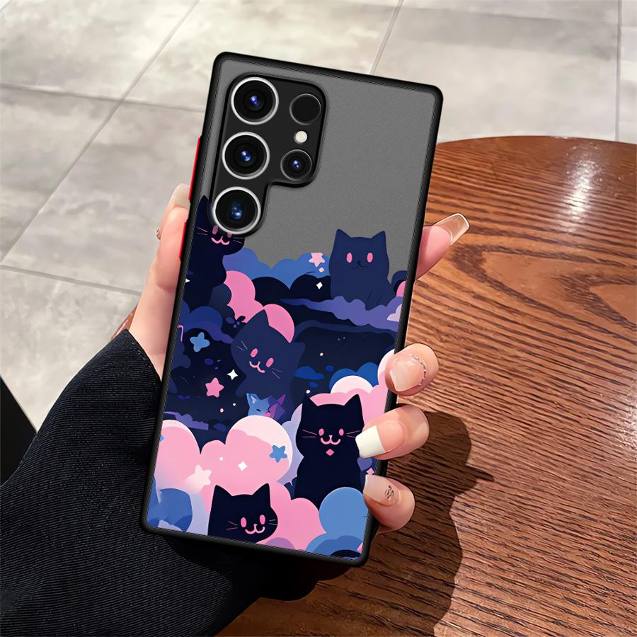 Case for Samsung Galaxy S23 FE Note 20 Ultra 10+ S26 S20 FE S25 Ultra S21 S22 S24 Plus Funda Back Phone Cover Black Cat Starry