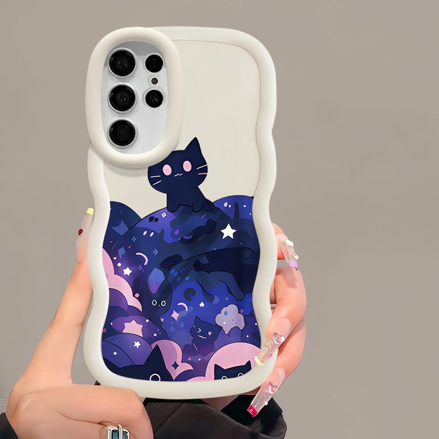 Soft Phone Cover Case for Samsung Galaxy S22 Ultra S20 FE S24 A26 S25 A25 S21 S23 Plus A35 A54 A36 A24 A34 A55 Black Cat Starry Galaxy S21 FE 5G