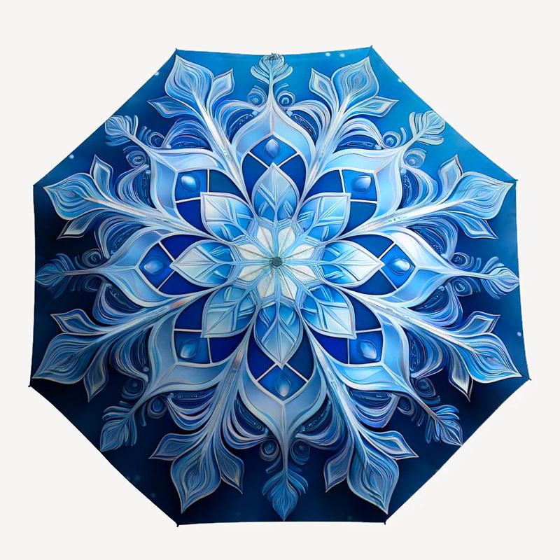 1pc Snowflake Mandala Design Umbrella with Plastic Handle,Suitable for All Seasons Umbrellaptys26078