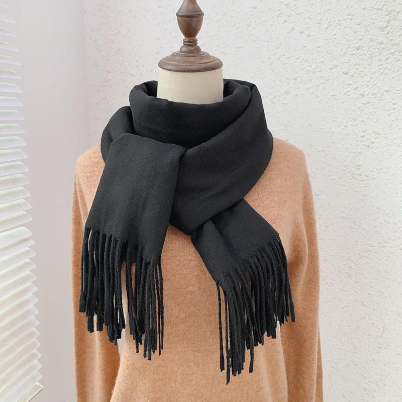 

Woman Winter Solid Cashmere Shawls Scarf Thick Warm Scarves Tassels Pashmina Bufanda Ladies Wraps Cape Fashion Long Shawls Scarf