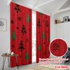 2pcs,2D Plane Printing Popular Curtain Panels Christmas Tree Snowflake Red Versatile Fabric (without Rod) Gifts for Bedroom,