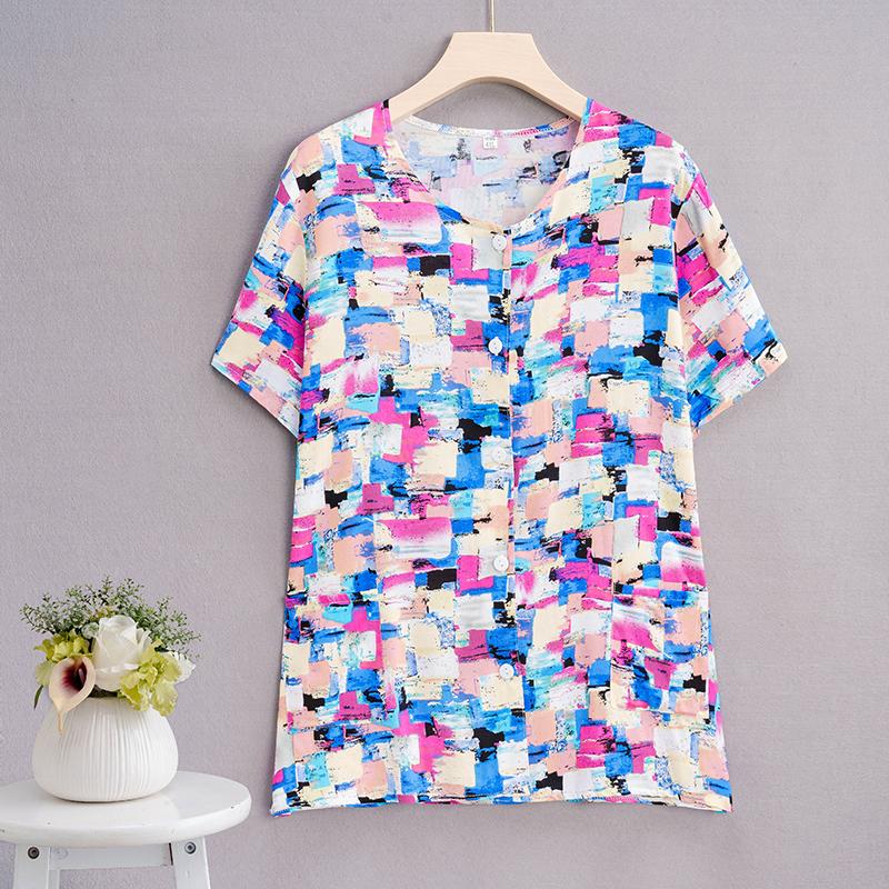 Summer Top Women Cardigan Thin Short Sleeve Plus Size Women's Blouse Summer Loose Vintage Clothes