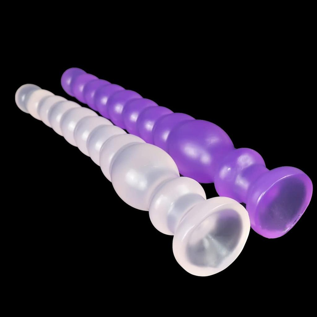 Tsukitoy Anal Plug Long Dildo 9 Consecutive Beads Bendable Silicone Anal Pearl Dildo with Suction Cup Transparent Anal Plug Anal Goods Unisex-S
