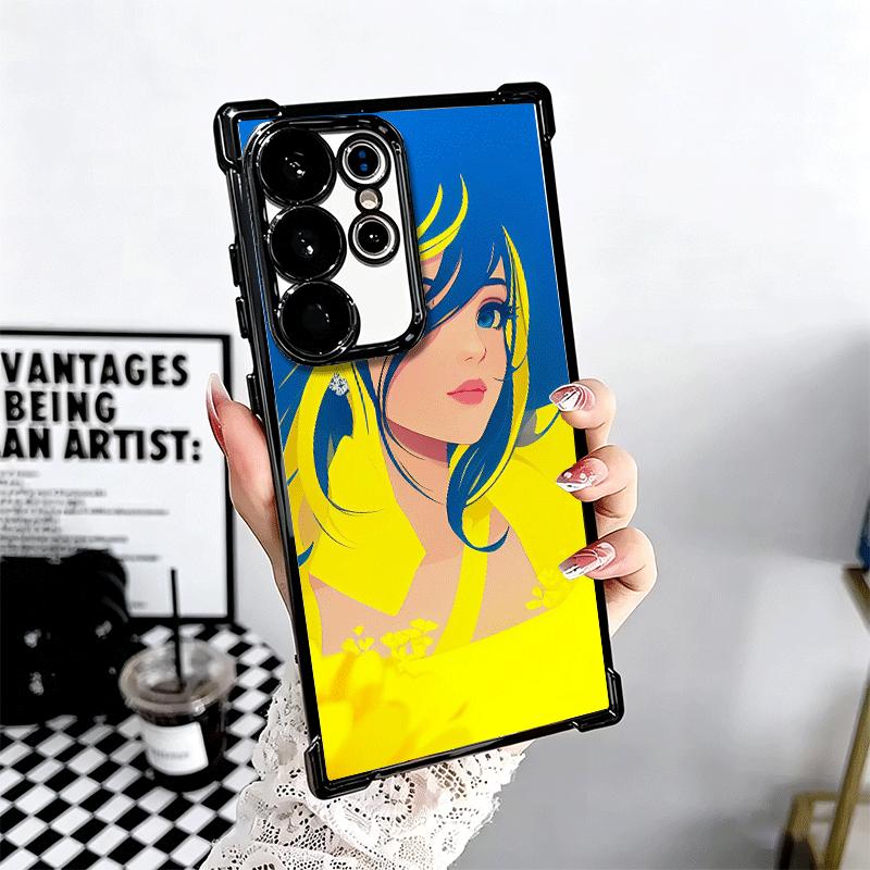 Blue Yellow Ukrainian Girl Plating Phone Case For Samsung Galaxy S24 S25 FE S26 Edge S23 Ultra S22 S21 Plus S20 Anti-Fall Airaba