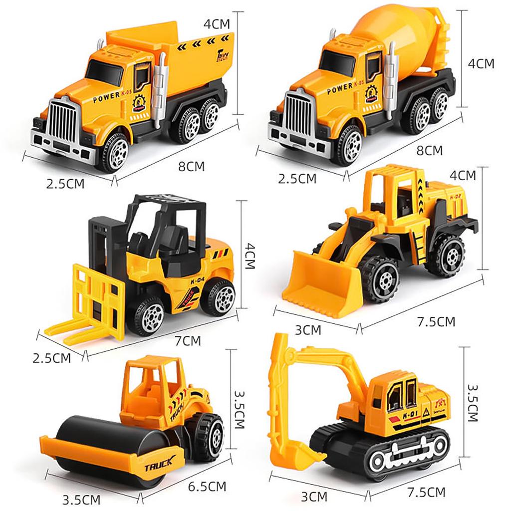 Non-Toxic 6Pcs/Set Diecast 1:60 Alloy Car Model Toys Inertia Sliding Engineering Fire Truck Children'Stoys Classic Construction Model Car