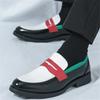 Designer New Men Pointed Mixed Color Patchwork Dress Casual Shoes Male Penny Loafers Wedding Dress Business Homecoming Footwear