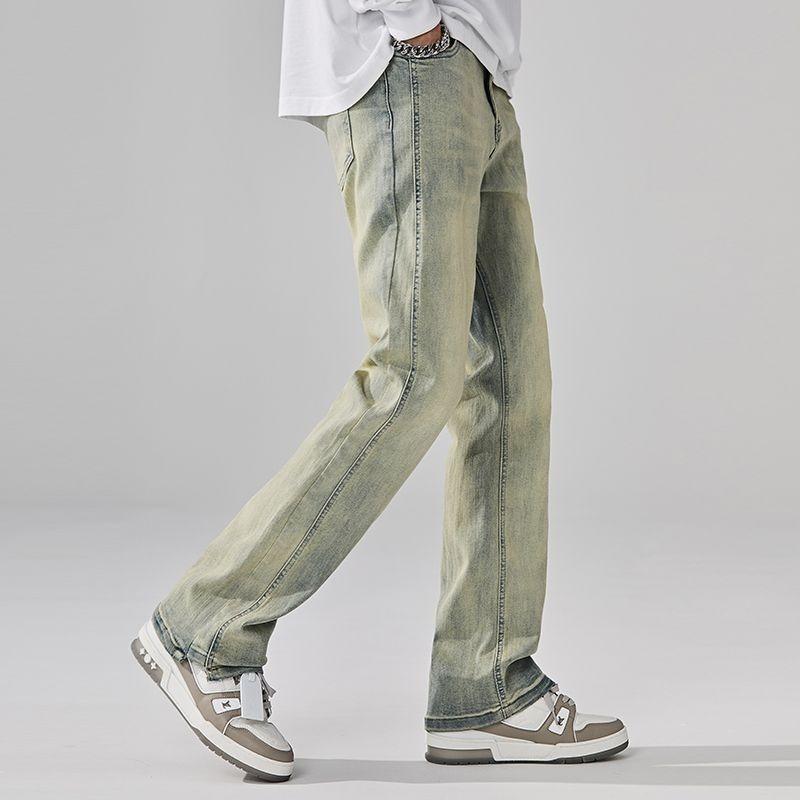 Loose Straight American High Street Jeans Men's Trendy Vintage Elastic Long Trousers New Style Casual Jeans Clean Fit