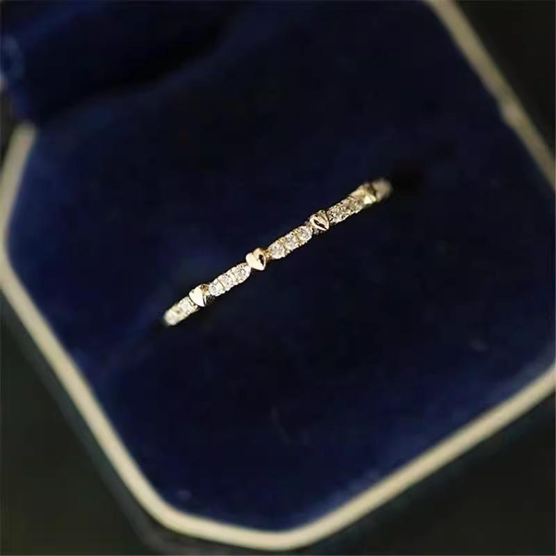 

14K Gold Plating Mini Zircon Heart Opening Rings for Women Cute Fashion Minimalist Personality Accessories