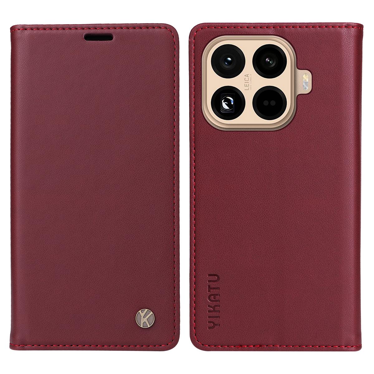 

For Xiaomi 15T Pro Phone Cases YIKATU Magnetic Closure PU Leather Mobile Cover - Light Purple