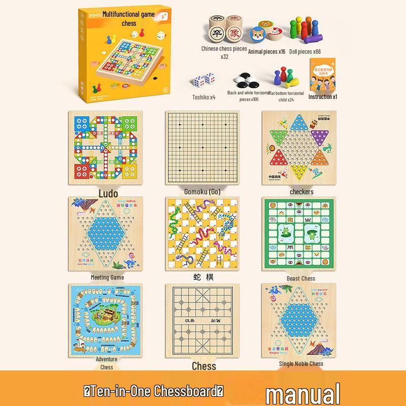 

Brangdy Children s 10-in-1 Multifunction Board Game Set
