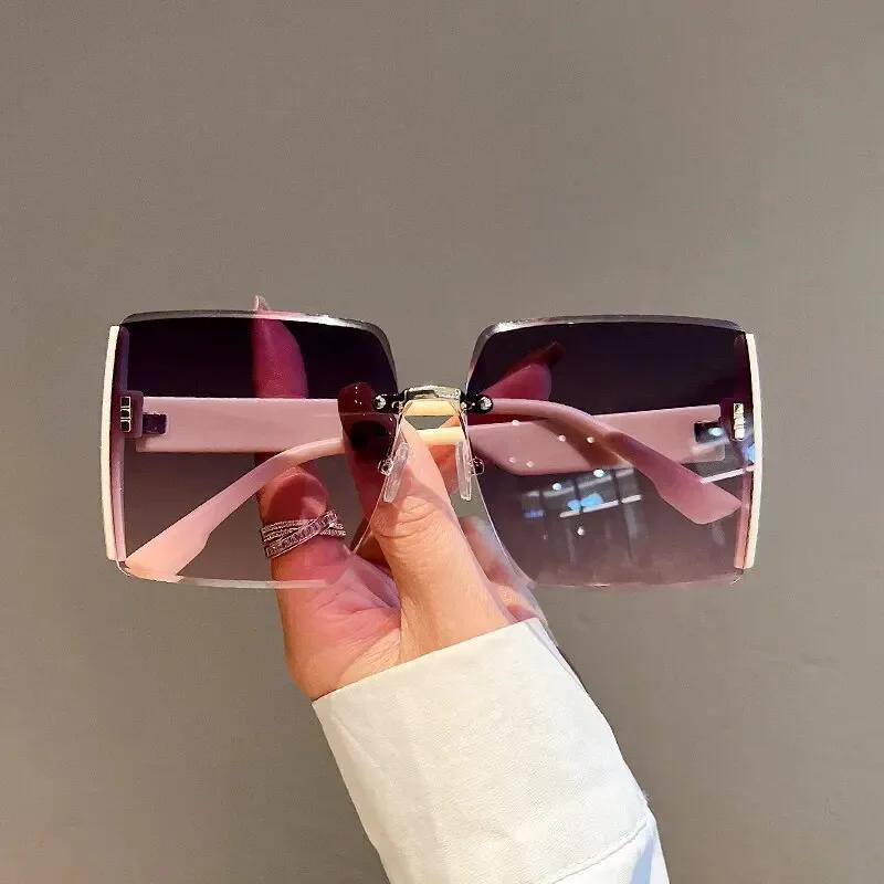 

Нові квадратні безрамні ретро сонцезахисні окуляри для жінок Модні вінтажні окуляри Чоловічі Люксовий тренд Бренд Дизайнерські окуляри without case