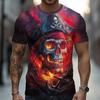 Men's Skull 3D T Shirt Short Sleeve T Shirt 3D Print Crew Neck Shirt Exaggerated Designer Horror Party=