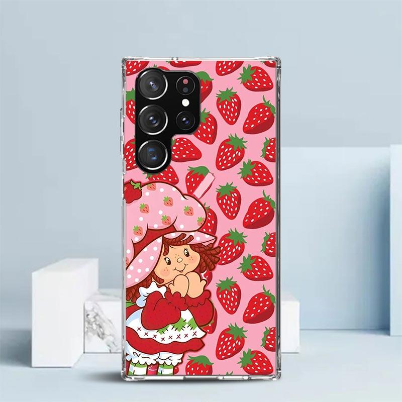 Strawberry Cartoon Girl Soft Cover for Samsung Galaxy S25 Edge S26 S24 S23 Ultra Phone Case S22 S21 Plus S20 FE Print Pattern Sh