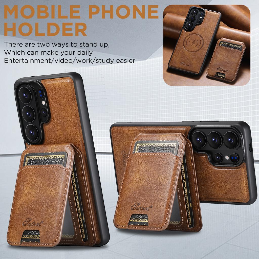 2 In 1 Detachable Oil Wax Pattern Magnetic Leather Phone Case for Samsung S26 Ultra S25 Plus S24 S23 S22 Wireless Charging Cover