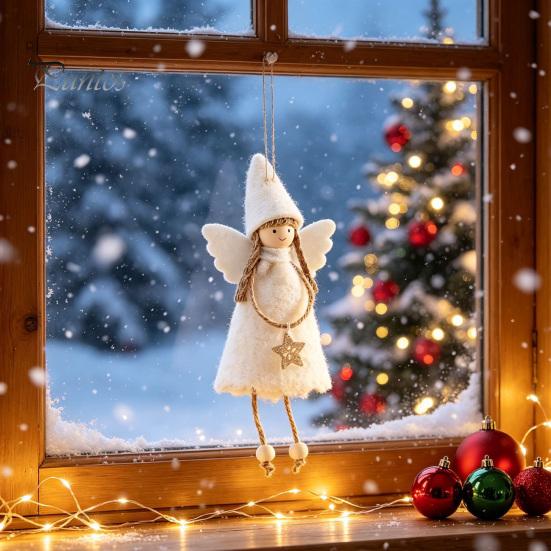 Reusable Xmas Tree Accessories Christmas Angel Doll Decoration, Plush Fairy Girl Pendant, Hanging Nursery Room Decor Ornament for Winter Holiday Party
