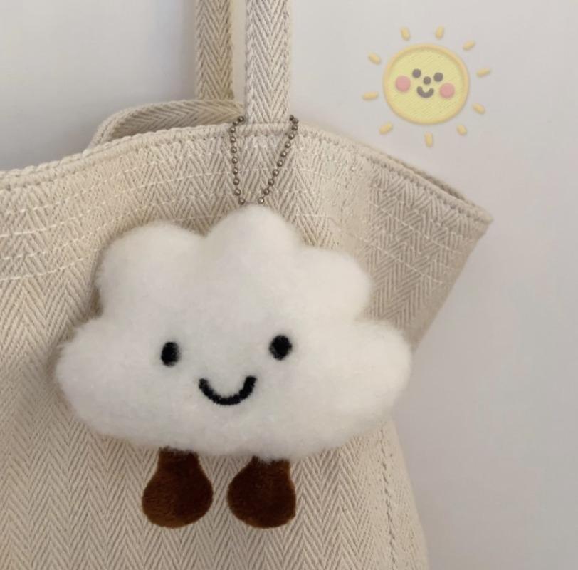 Cute Squeaky Cloud Plush Keychain Kawaii Cartoon Pendant Couple Key Chain Student Backpack Key Ring Jewelry Accessories Gifts