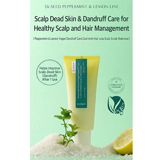 DR.SEED Peppermint & Lemon Vegan Dandruff Care Cool Shampoo 1000ml , Scalp Scrub Shampoo 250ml (7 Options)
