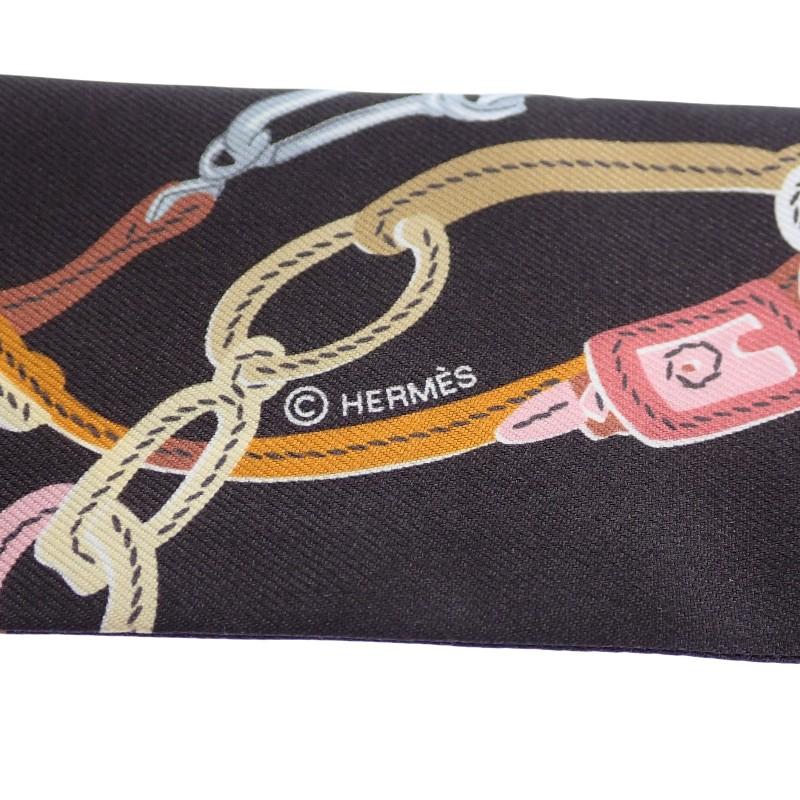 HERMES  063940S 12  Scarf Black/yellow Silk Women