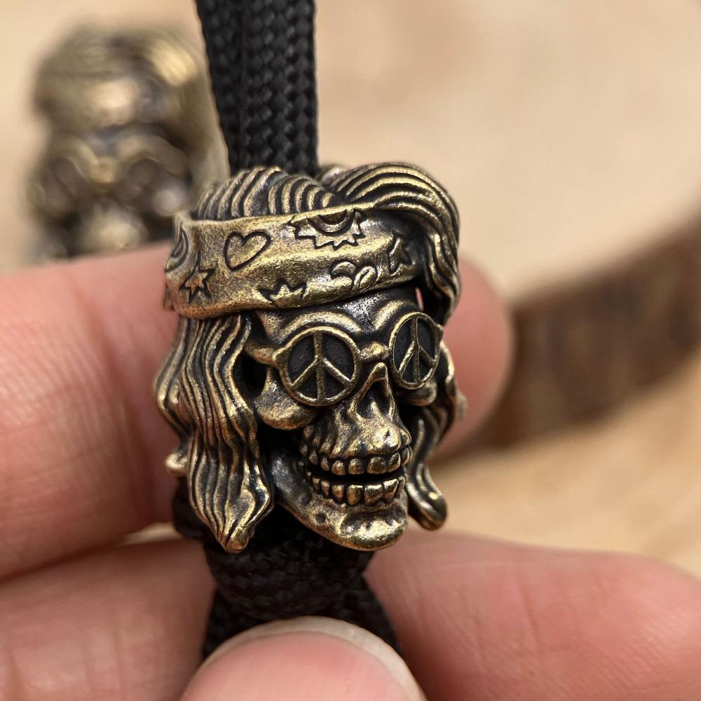 Punk Skull Brass Knife Beads EDC Outdoor DIY Bracelets Accessories Umbrella Rope Woven Lanyard Pendants