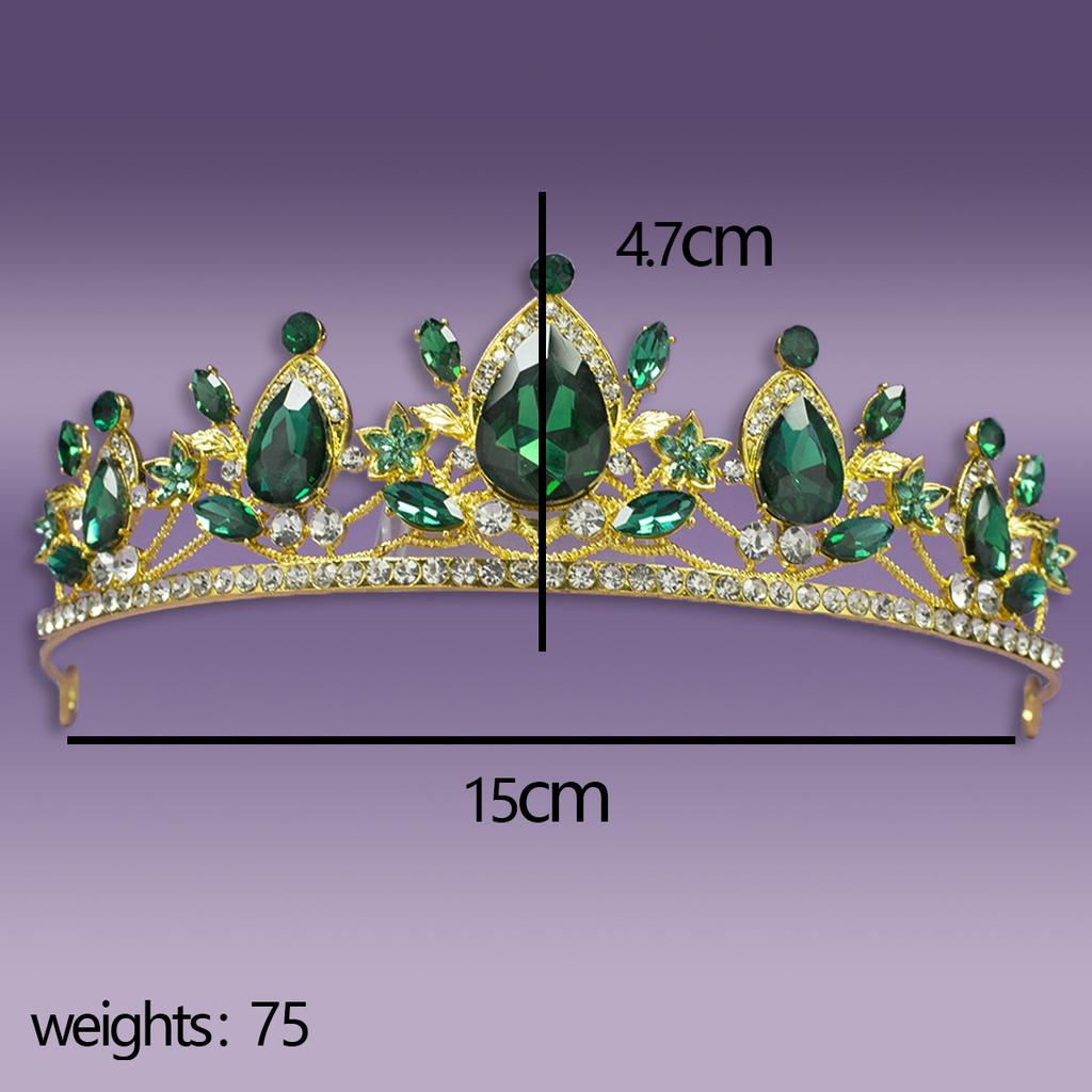 Jewelry Crown Headpiece Queen's Birthday Crown Ball Performance Fashion Alloy Green Wedding Headpiece