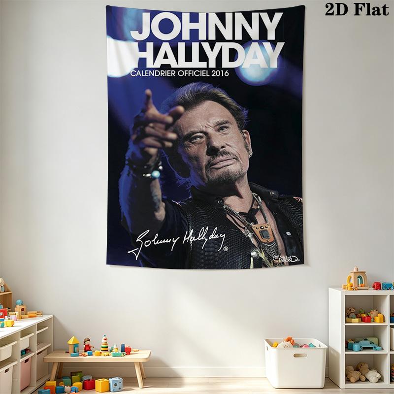 Johnny Hallyday Rock Legend Remembered Tapestry Background Cloth Fashion Print Christmas Gift Work Of Art Background Wall Hanging Cloth
