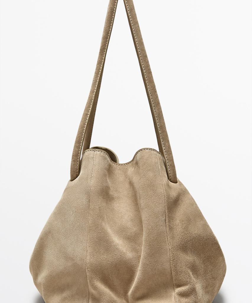 Massimo Dutti Split Suede Pleated Bag