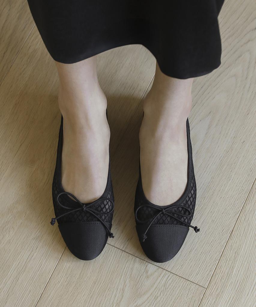 Sappun Vanessa Mesh Ribbon Flat Shoes (1Cm)