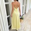 Summer New European and American Women's Clothing Pure Desire Satin Sexy V-neck Lace Slim Suspender Dress