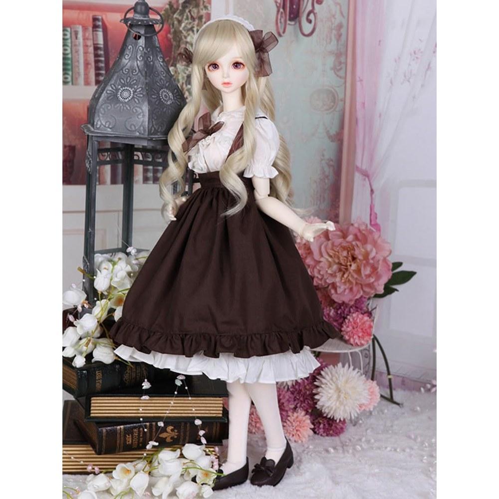 HAMRETHYPPZ BJD Doll Maid Outfit Cafe Color Long Skirt 1/4 1/6 1/3 Doll Costume Princess Skirt (Head and Body Not Included)