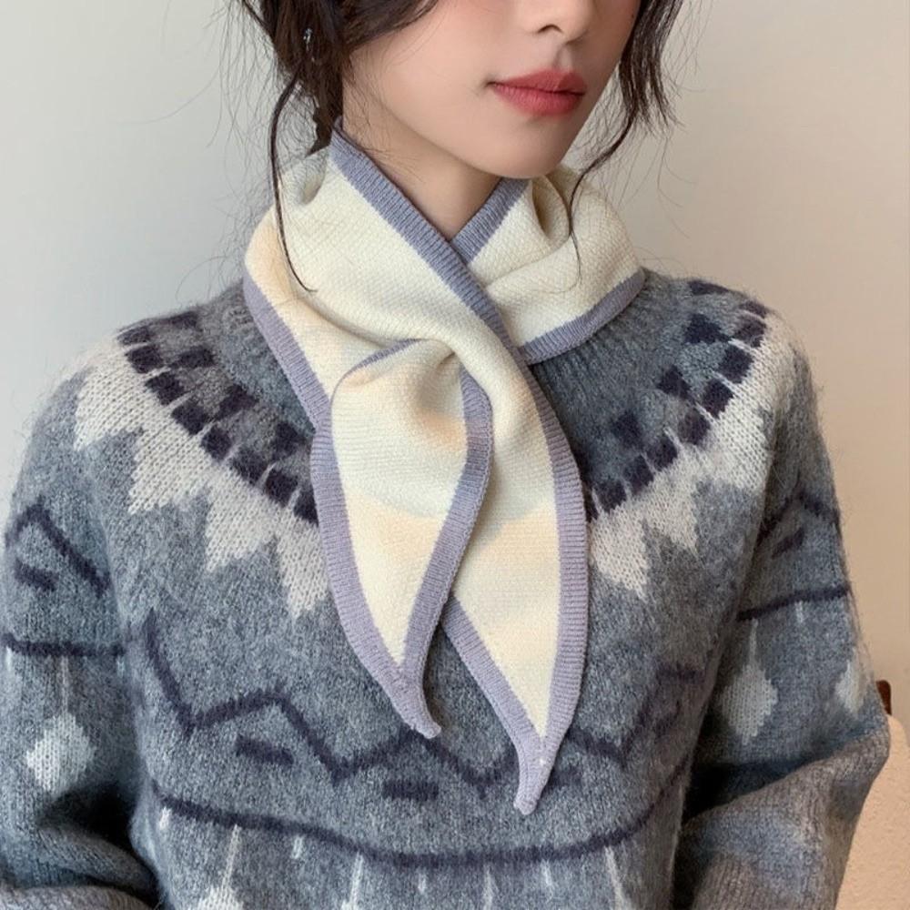 Windproof Knitted Scarf Triangle Cross Neckerchief Fashion False Collar  Autumn Winter