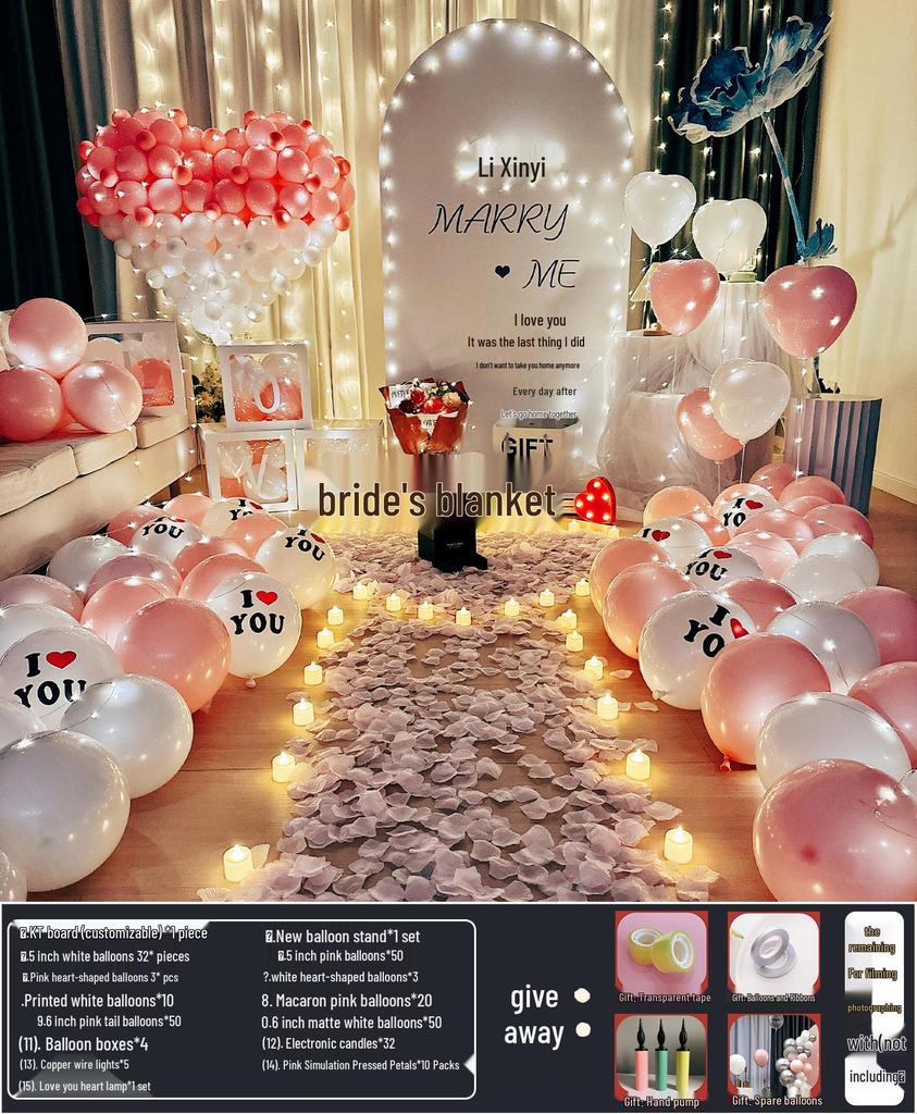 Anniversary Romantic Scene Decoration: Valentine's Confession Bedroom Proposal Balloon Wall Set