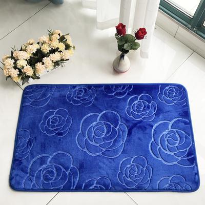 Non-Slip Bathroom Rug 3D Rose Pattern Floor Mat Coral Velvet Solid Color Carpet Doormat for Home Indoor Entrance Front Door