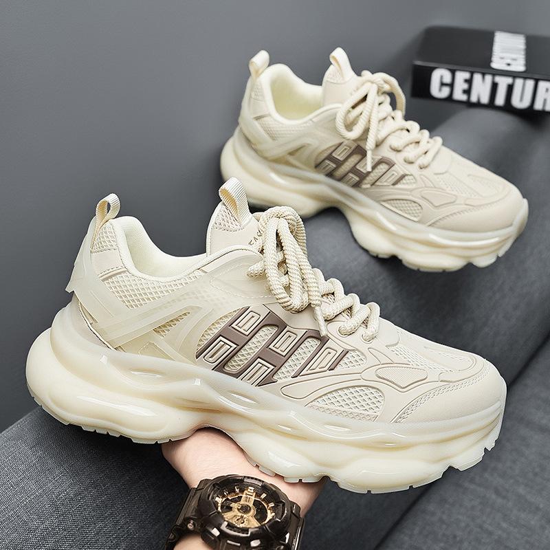

Spring new popcorn sole mesh breathable dad shoes 2025 fashion men s running sneakers cold sticky men s shoes 44