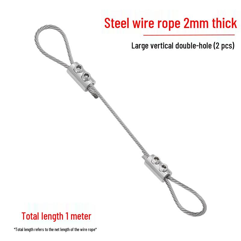 Adjustable 304 Stainless Steel Wire Rope Locking Connector for Lighting Fixtures (1.5~4mm Double Hole, Vertical)