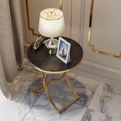 52 cm Drewniany, Żelazny Stolik kawowy Farmhouse Accent Prosty Nowoczesny Okrągły Stolik Nocny Inżynierski Drewniany Blat Metalowy Stół do Salonu