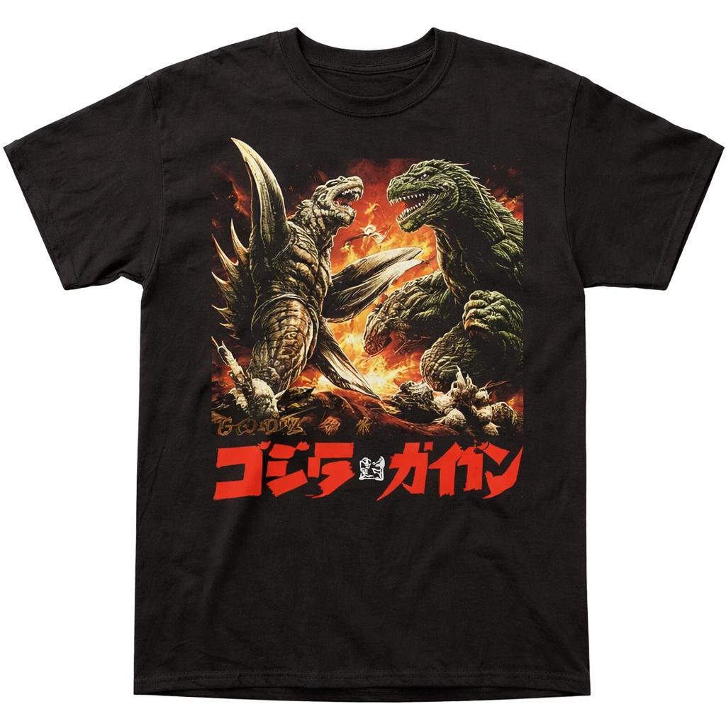 Classic Monster Battle Graphic T Shirt Men Black Vintage Style Tee 2XL