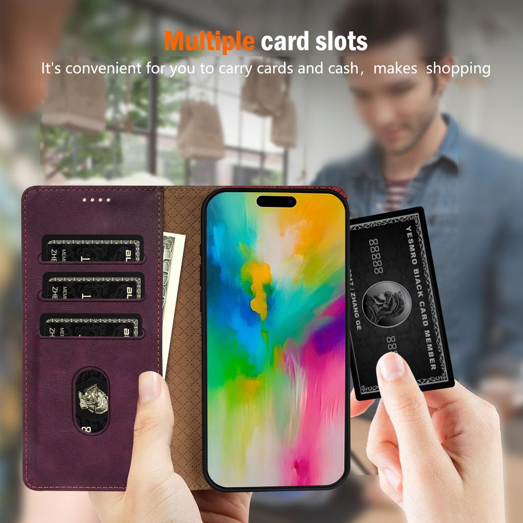 For iPhone 17 Pro Stand Case PU Leather Wallet Phone Cover