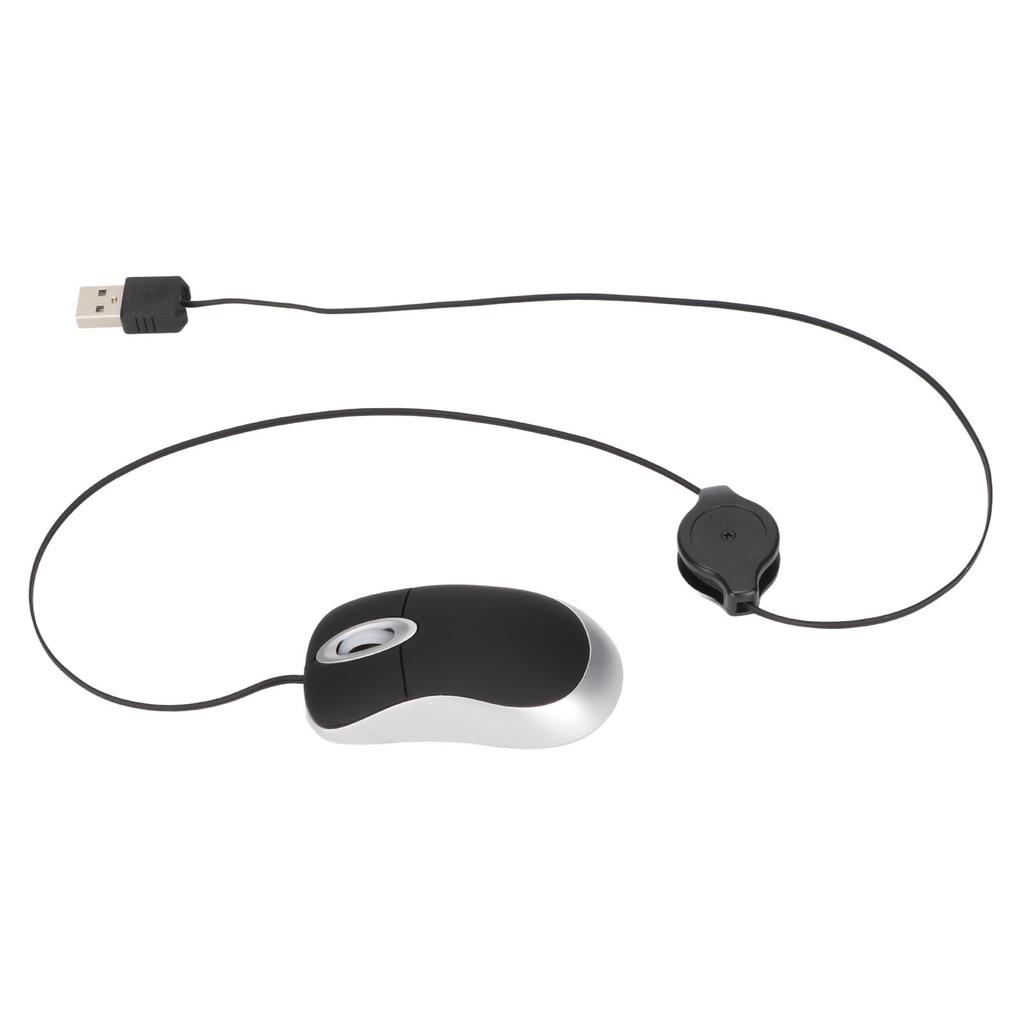 Mini Mouse Fashionable Glossy Surface 68cm Retractable Cord Plug and Play Portable Wide Compatibility Portable Mouse