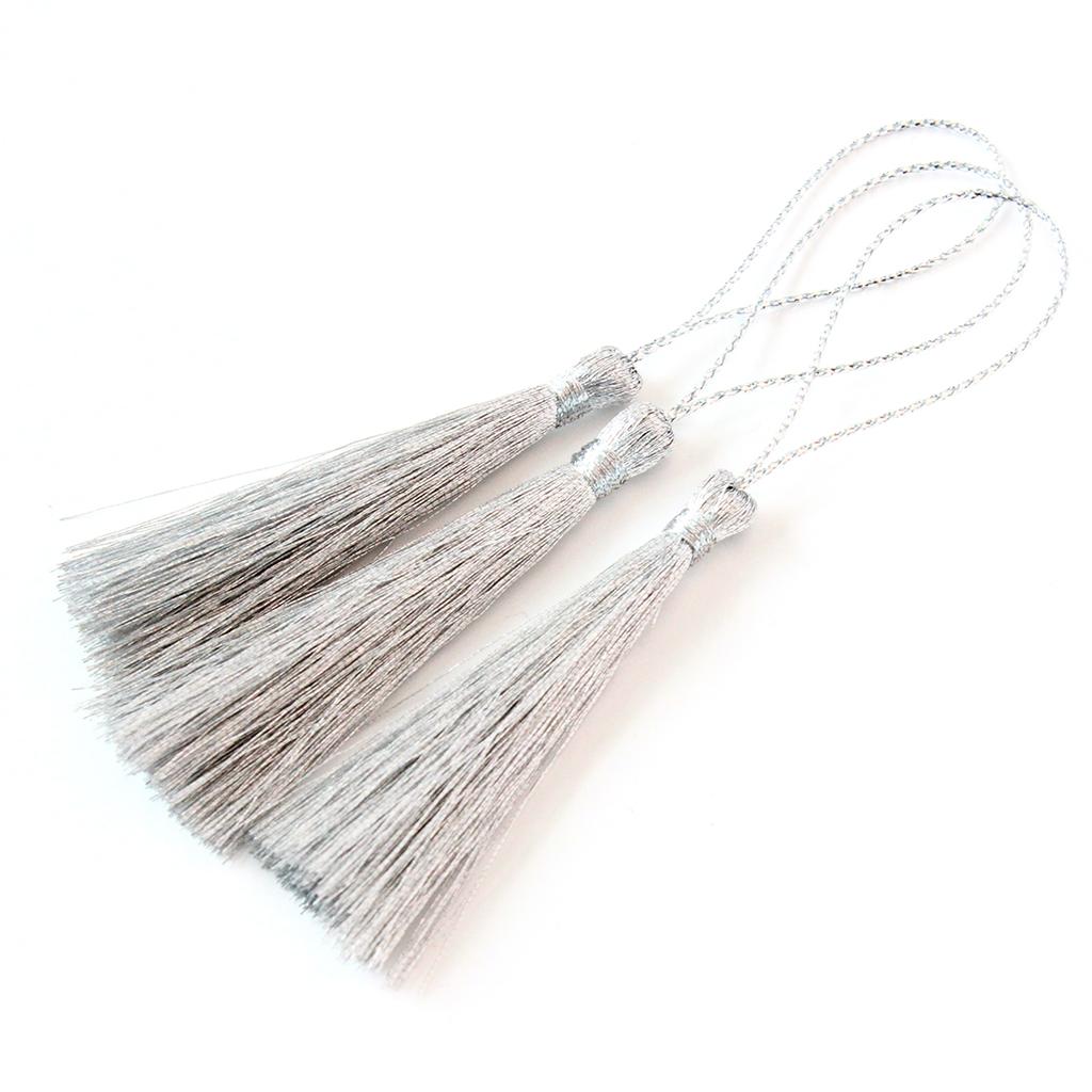 30pcs Gold Silver Color Tassels Polyester Silk Fringes with Cord Loop For DIY Handmade Bookmark Keychain Jewelry Decor Materials