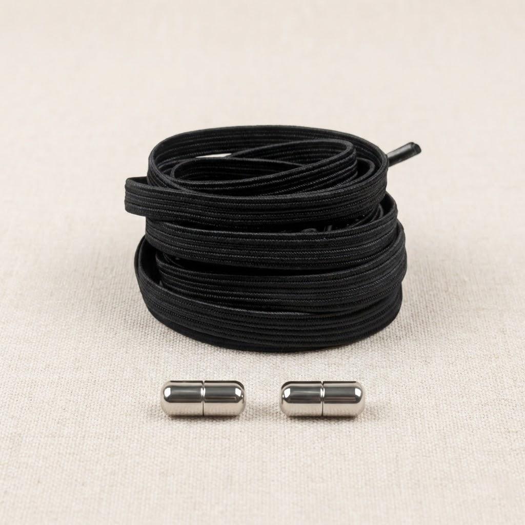 

Elastic No Tie Shoelaces for Kids and Adults with Metal Capsule Button Sneakers Shoestrings Replacement 1 Pair