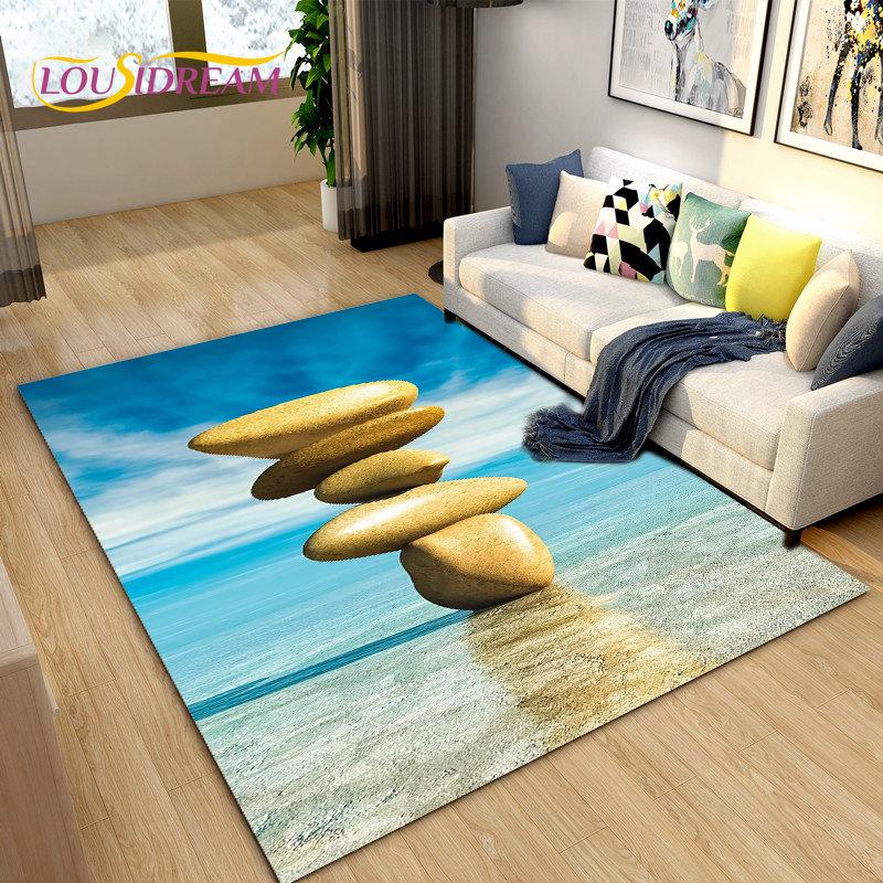 3D Ocean Seawater Beach Water Scenery Area Rug,Carpet Rug for Living Room Bedroom Sofa Doormat Decoration,Kid Non-slip Floor Mat