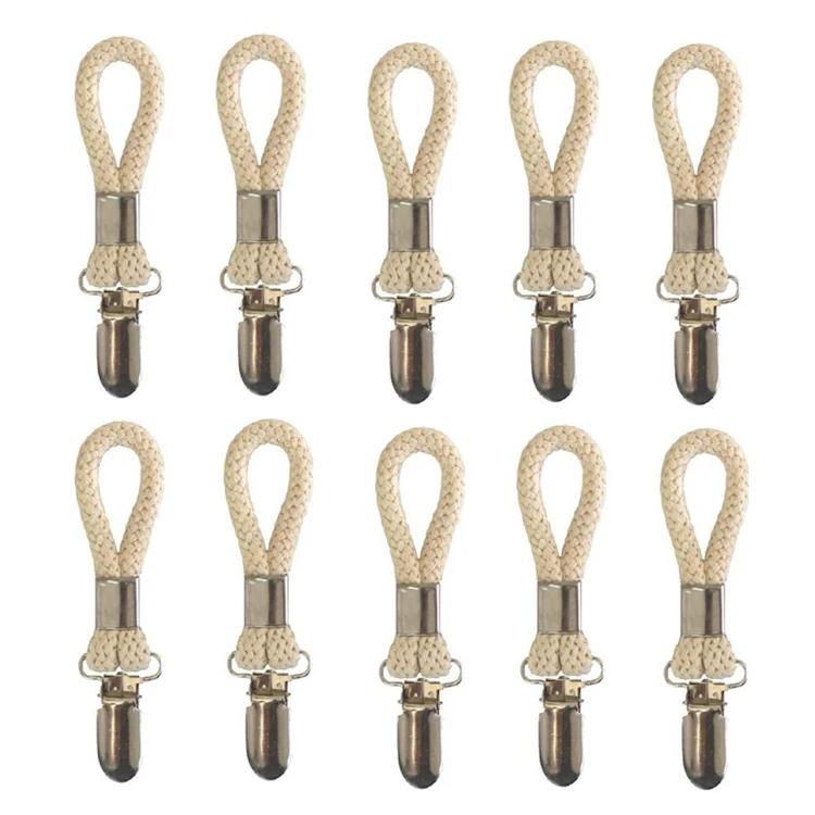 1~10Pcs Bathroom Towel Clips Braided Cotton Towel Clip With Metal Clamp For Home Bath Area Cooking Room Storage Pegs